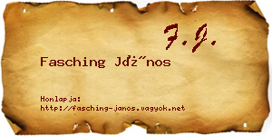 Fasching János névjegykártya